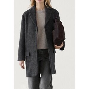 Massimo Dutti × Zara Wool Blend Chevron Coat Gray Mid-Length Jacket‎ NWT Small